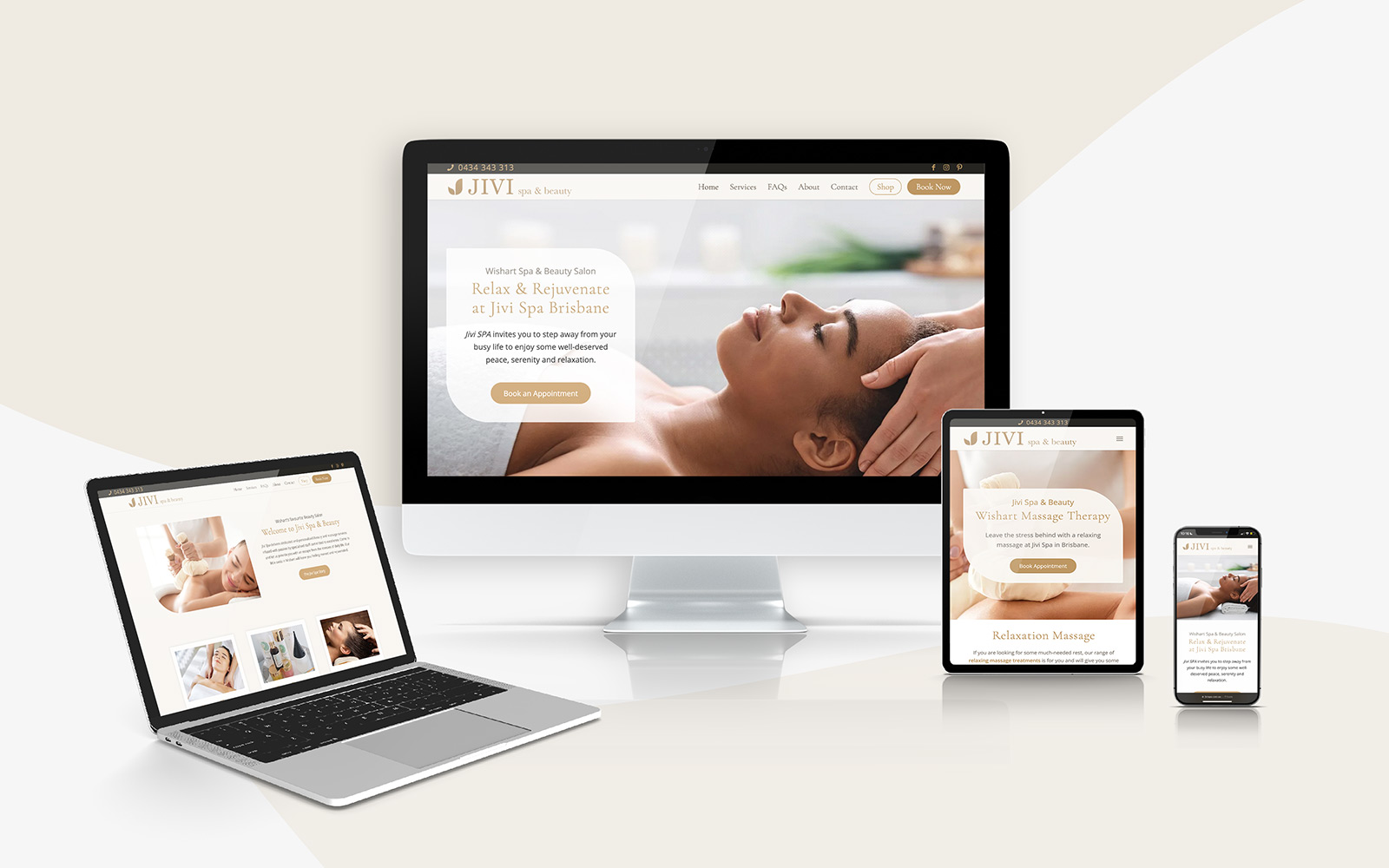 Branding & Web Design for Jivi Spa & Beauty in Brisbane by David Lee-Schneider Marketing and FlySocial Digital